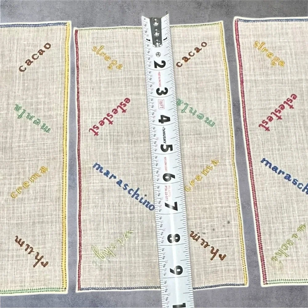 Set‎ of 6 MCM Retro Cocktail Napkins Multi Embroidered Italian Linen